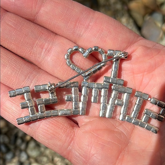 Vintage 'I Love Siamese' Cat Rhinestone Pin / Broach - Picture 6 of 7